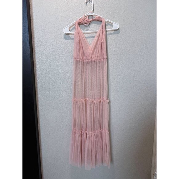 Forever 21 Sheer Pinkish-Mauve Ruffled Dress Size S - Picture 4 of 4